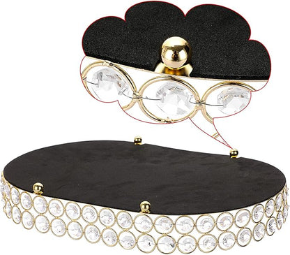 Hipiwe Crystal Vanity Tray Mirrored Dresser Perfume Trays for Makeup Tray Cosmetic Skin Care Storage, Jewelry Trinket Organizer Tray for Bathroom Countertop Home Decor (Large, Gold)