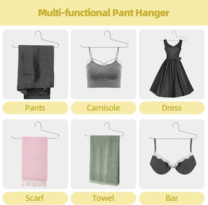 SPECILITE 30 Pack Open Ended Metal Pants Hangers for Jeans, Slacks, Leggings, Towel, Scarf, Heavy Duty & Space-Saving, Sliver