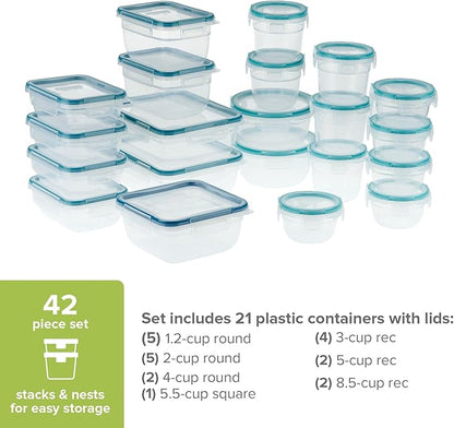 Snapware Plastic Total Solution (21-Pack) Large Food Storage Containers Set, Meal Prep Containers with Plastic BPA-Free Lids & 4 Locking Tabs, Microwave, Dishwasher, and Freezer Safe