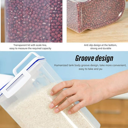 Milltrip Rice Storage Container, 2PCS Rice Storage Container 2.5L Plastic Rice Dispenser Bin with Pour Spout for Rice Beans Grains Small Dry Food