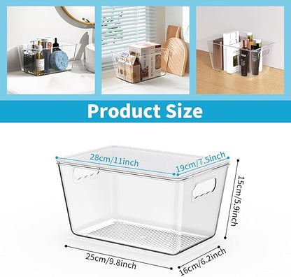 6 Pack Clear Stackable Storage Bins with Lids, Large Plastic Pantry Organizers and Storage Containers for Kitchen Cabinet, Fridge, Closet, Bathroom - BPA-Free Home Organization Must Haves