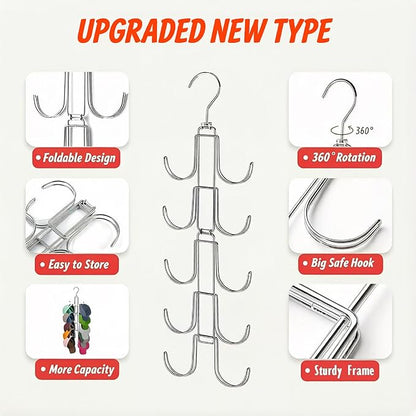 Baseball Hat Organizer for Closet, Collapsible Caps Rack with 10 Rotatable Large Hooks, Hat Hanger for Display,Storage and Closet Organizers,Metal Space Saving Holds Up to 40 Caps (1 pack)