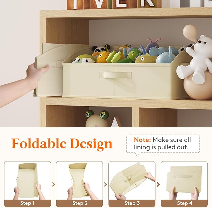 Lifewit Trapezoid Closet Storage Bins for Shelf, 6 Packs Non-woven Closet Organizer Baskets with Handles, Foldable Clothes Containers Boxes for Clothing, Book, Purse, 23L, Extra Large, Beige