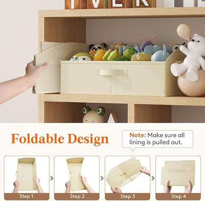 Lifewit Trapezoid Closet Storage Bins for Shelf, 6 Packs Non-woven Closet Organizer Baskets with Handles, Foldable Clothes Containers Boxes for Clothing, Book, Purse, 23L, Extra Large, Beige