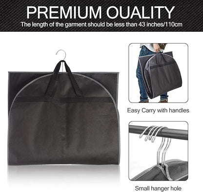 3 Pack 43" Garment Bags for Travel and Storage, Suit and Dress Bags with Duffle Design, Ideal for Hanging Clothes, Blazers, Dresses, Coats, and Wardrobes