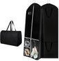 Dress Garment Bags, Long Garment Bags for Travel, 70’' Wedding Dress Cover with Handle, Foldable Clothing Bag with Pockets and Zippers, Black, 180 cm