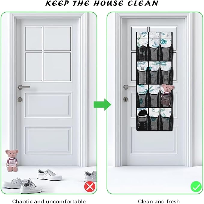 Extra Large Door Organizer with 12 Mesh Pockets, Storage Hanging Bag Behind the Door for Shoes Toys Cleaning Supplies, Dragonfly
