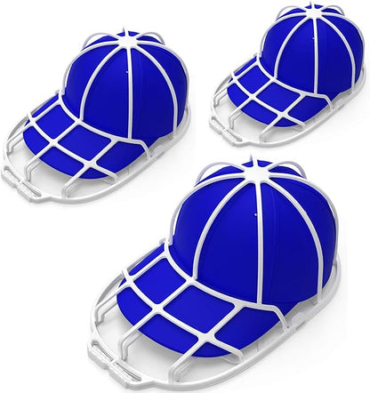 Hat Washer (3 Pack) - Baseball Cap Cleaner for Adults & Kids, Durable Plastic Hat Holder for Portable Washing Machines or Dishwashers, White