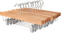 Nature Smile Solid Lotus Wood Deluxe Wooden Pants Hangers Bottom Hanger Jeans Hanger Skirt Hanger with 2-Adjustable Clips Anti-Rust Hook Pack of 10 (Natural)