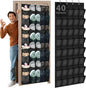 Windyun 40 Over the Door Shoe Organizer Large Breathable Mesh Pockets Hanging Shoe Rack for Closet Black Behind Door Hanger Storage Holder Nonslip Hooks for Women Men Entryway Bedroom Utility Room