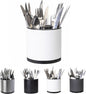 LIBODOUR Silverware Organizer Kitchen Utensil Holder 360°Rotating For Counter Organizer Stainless Steel Storage Silverware Caddy 3 Compartment Flatware Spoon Spatula Tool Cutlery Container(White)