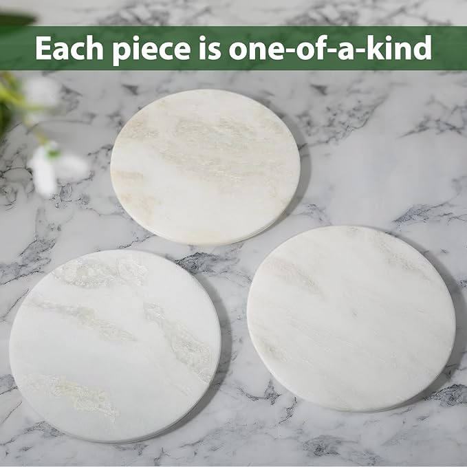 Marble Lazy Susan, 16 in Lazy Susan Turntable Organizer for Cabinet Pantry Kitchen Countertop Fridge Bathroom Makeup Vanity Countertop - White