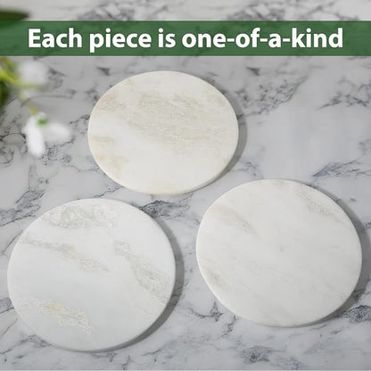 Marble Lazy Susan, 16 in Lazy Susan Turntable Organizer for Cabinet Pantry Kitchen Countertop Fridge Bathroom Makeup Vanity Countertop - White