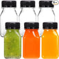 Moretoes 6pcs 4oz Plastic Juice Shot Bottles with Caps, Clear Empty Reusable Ginger Shots Bottles, Disposable Plastics Containers with Lids for Juicing Smoothies, Milk, and Other Beverages