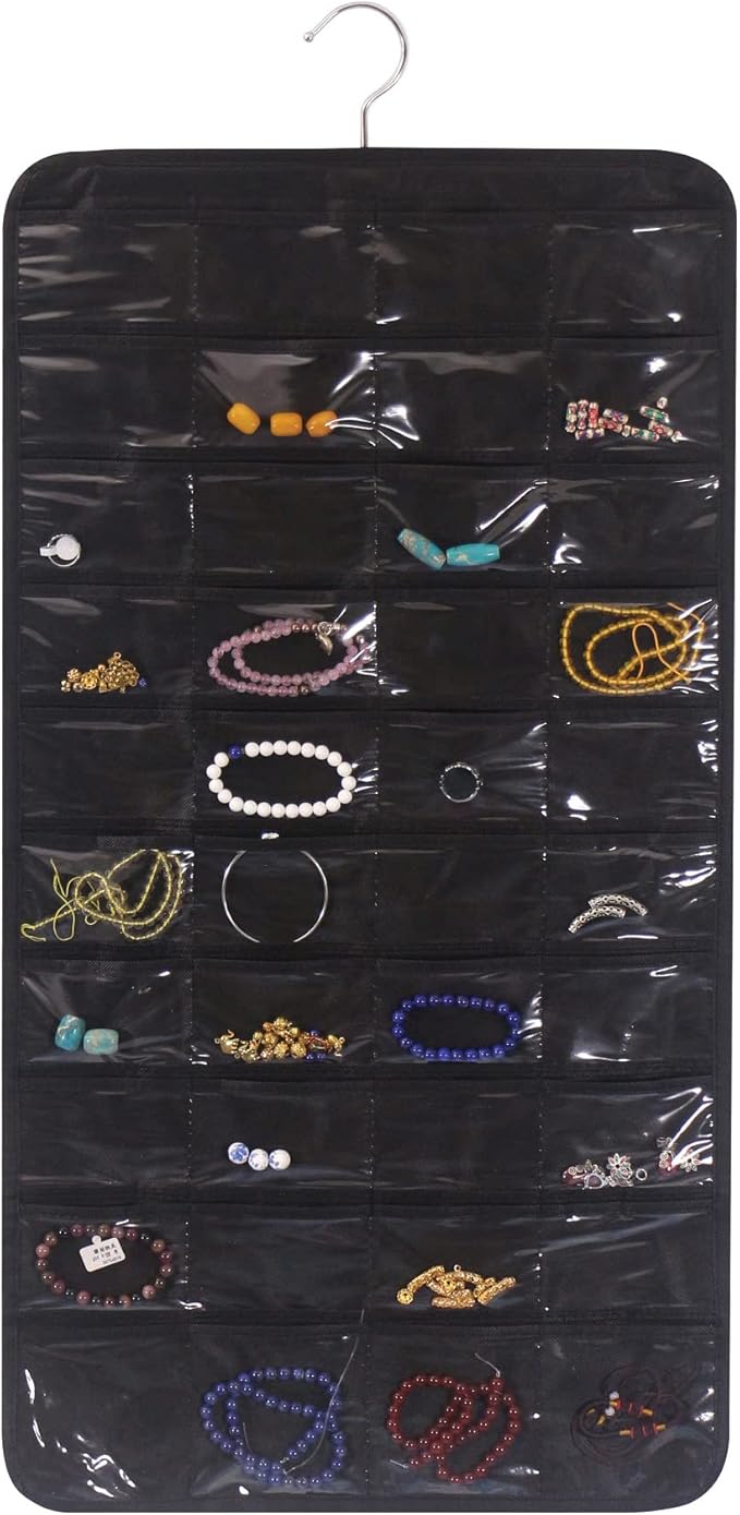DIOMMELL 80 Pockets Hanging Jewelry Organizer for women, Storage Bag for Earrings Necklace Bracelet Ring accessory display holder box