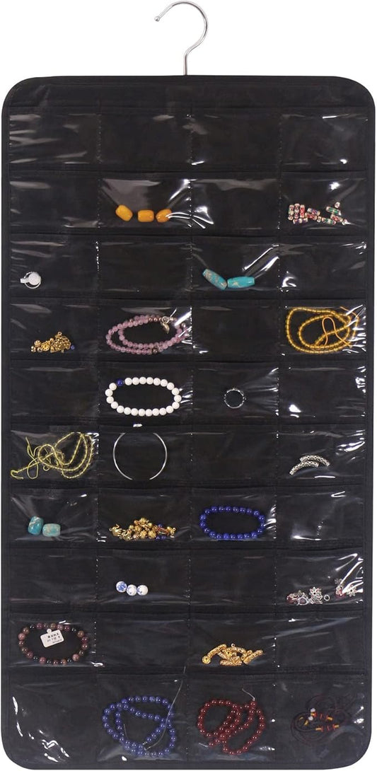 DIOMMELL 80 Pockets Hanging Jewelry Organizer for women, Storage Bag for Earrings Necklace Bracelet Ring accessory display holder box