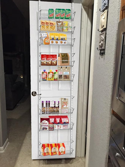 Home-Complete Pantry Over The Door Spice and Jar Rack Organizer - Great Storage Space for Cabinets and Kitchen - Wall Mounted 8 Tier Shelves