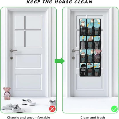 Otter Hanging Organizer for Cruise Ship Essentials,Mesh Pocket Over the Door Shoe Organizer Space Saving Large 12 Pockets Sturdy Quick Dry Mesh Organizer Hanging with 2 Holes