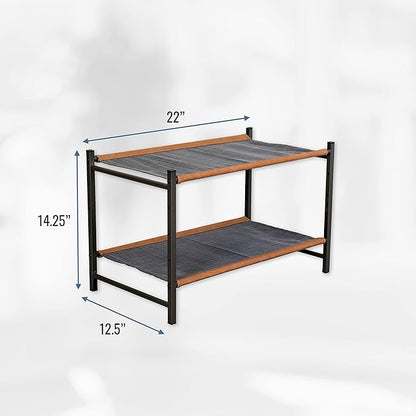 Teal Triangle Aspen Freestanding Shoe Rack Storage Organizer | Sturdy Two-Tier Shoe Caddy for Floor Use | Heavy Duty Shoe Storage Rack for Entryway or Closet | Durable & Space-Saving Shoe Organizer