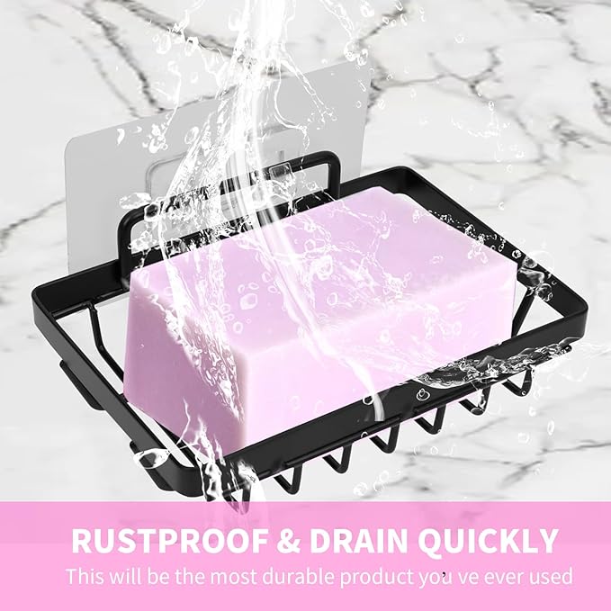 Carrie Joe Soap Dish Holder No Drilling 304 Rustproof Stainless Steel Wall Mounted Soap Holder Tray Bar Sponge Holder for Bathroom & Kitchen