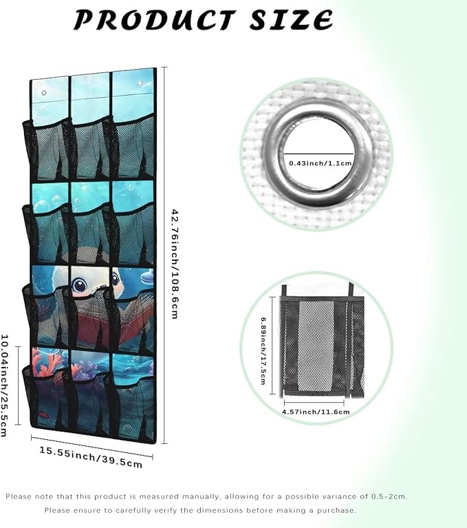 Sea Lion 12 Pockets Door Shoe Organizer Hanging Storage Bag Space Saving Nursery Door Organizer for Baby Supplies 4 Shelf Over the Door Shoe Rack for Apartments Dorms Bathrooms