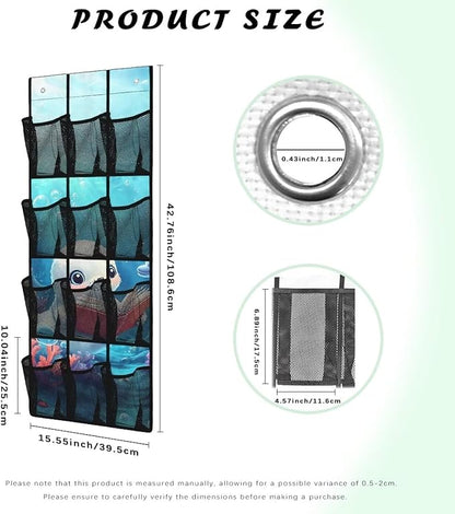 Sea Lion 12 Pockets Door Shoe Organizer Hanging Storage Bag Space Saving Nursery Door Organizer for Baby Supplies 4 Shelf Over the Door Shoe Rack for Apartments Dorms Bathrooms