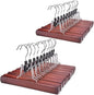 Nature Smile Wooden Non-Slip Pants Skirt Hangers - Smooth Finish Solid Wood Jeans Slack Clamp for Hair Extensions (20 Pack Cherry)