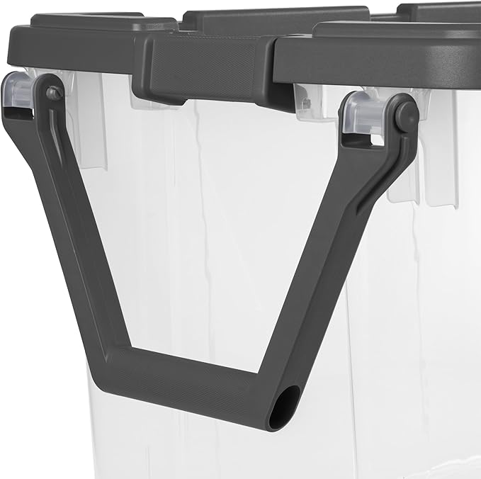 160 Quart Wheeled Storage Bin with Latching Lid, Extra Large Heavy Duty Clear Plastic Stackable Tote on Wheels，Rolling Storage Container with Pull Handle for Home Organization, Gray(2-Pack)