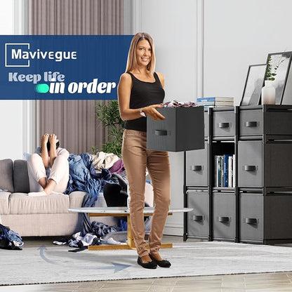 Mavivegue 9 Cube Storage Organizer, Closet Organizers and Storage, Cube Storage Shelf, Easy to Assemble with Storage Drawers, DIY Closet Cube Organizer for Living Room, Bedroom, Dorm Room-Black