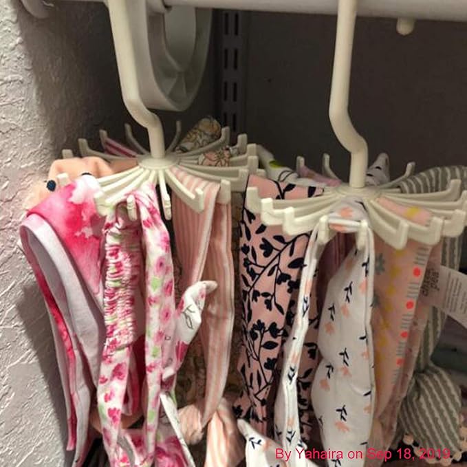 3 Pack Twirl Ties Rack Closet Organizer Tie Hanger Hook Headband Holder (White)