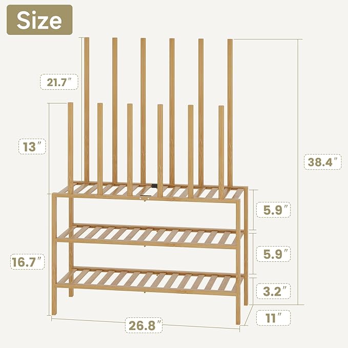 Boot Rack for Tall Boots Organizer,3-Tier Multiuse Shoe Rack and Boot Storage Rack,for Tall Boots,Sneakers,High-Heel (Natrual, 3-Tier)