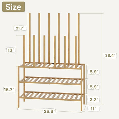 Boot Rack for Tall Boots Organizer,3-Tier Multiuse Shoe Rack and Boot Storage Rack,for Tall Boots,Sneakers,High-Heel (Natrual, 3-Tier)
