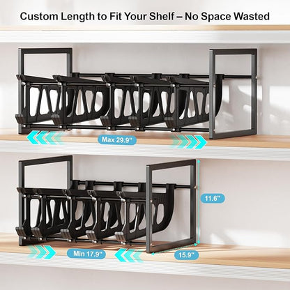 iSPECLE Expandable Can Storage Organizer Pantry, 2 Pack Large Capacity 80 Cans Pantry Organizers and Storage, Auto Rolling Dispenser & Stackable Holder for Deep Pantry Shelves, Black