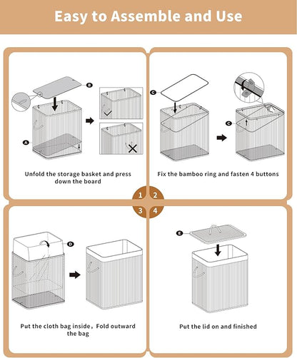 Bamboo Toilet Paper Storage with Lid & Handel, 8 Gallons (30L), Sturdy Toilet Paper Basket, Organizer for Bathroom, Kitchen, Holder with Storage, Natural