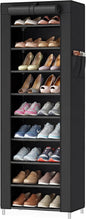 SONGMICS HOME Shoe Rack 10-Tier, Tall Narrow Metal Shoe Organizer with Dust Cover, 11.2 x 19.1 x 63.2 Inches, Vertical Storage Cabinet for Closet Entryway, Black