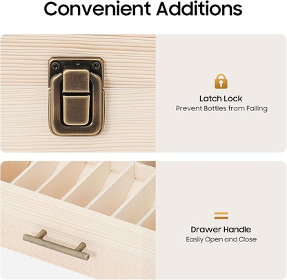 3 Tiers Essential Oil Storage Box, Wooden Perfume Bottle Display Organizer Case w/59 Slots, for 15 ml Bottles Nail Polish Collection Holder