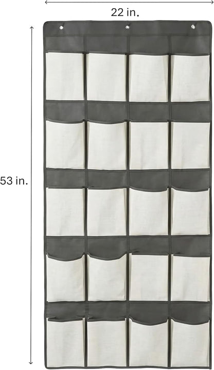 Simplify 20 Pocket Over The Door Hanging Shoe Organizer in Cashmere