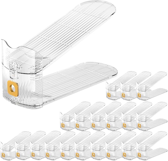 Clear Shoe Slots Organizer 20Pack Shoe Stacker Rack Organizer for Closet Adjustable Shoes Holders Space Saver Zapateras Organizers