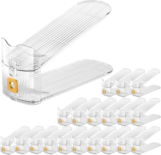 Clear Shoe Slots Organizer 20Pack Shoe Stacker Rack Organizer for Closet Adjustable Shoes Holders Space Saver Zapateras Organizers
