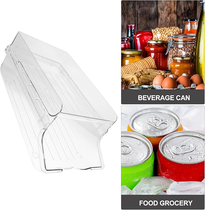 Automatic Rolling Can Storage Rack Large Refrigerator Drink Organizer Food Grade Plastic Fridge Can Dispenser Beverage Container for Kitchen Pantry