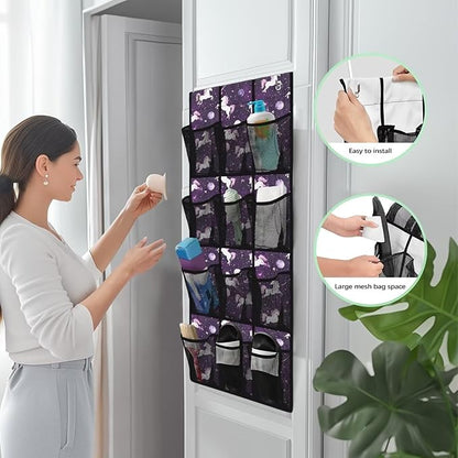 Purple Shoe Organizer Over The Door Mesh Fabric Door Hanger Organizer for Closet Lucky Horse Wall Hanging Storage Space Saving Panda Shoe Holder Hanger for Bathroom