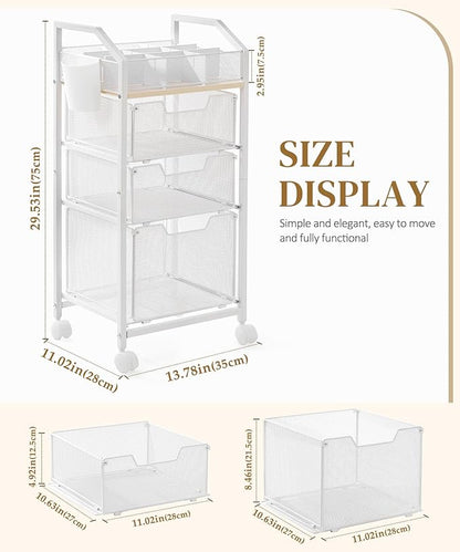 Homde Rolling Makeup Organizer with Drawers: Skincare Storage Cart with Wheels for Home Bedroom Vanity - Cosmetic Display Holder for Beauty Enthusiasts Makeup Artists