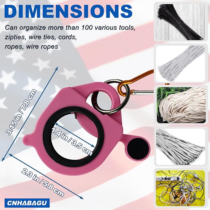 Zip Tie Holder Organizer Cable Tie Organizer Holder for Tool Belt Strong Efficient Solution for Electrician Zip Ties Holder Reusable Portable Safety (Pink, 2 Pack)