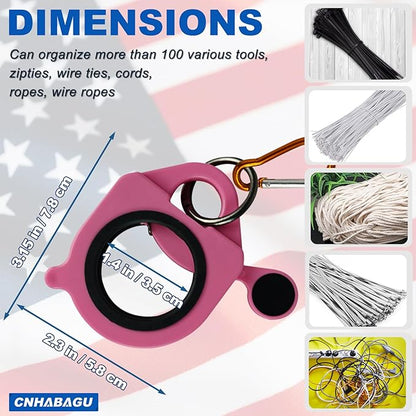 Zip Tie Holder Organizer Cable Tie Organizer Holder for Tool Belt Strong Efficient Solution for Electrician Zip Ties Holder Reusable Portable Safety (Pink, 2 Pack)