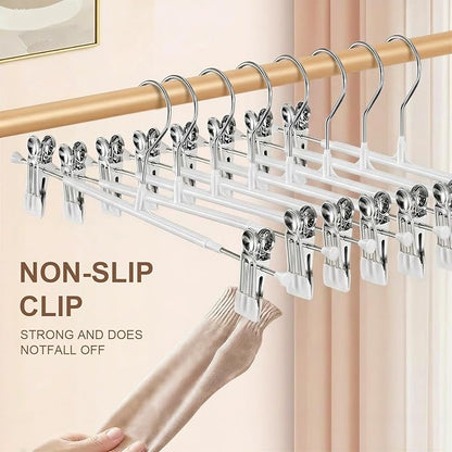 POZEAN Pants Hangers with Clips for Women 30 Pack, 12Inch Adjustable Heavy Duty Skirt Hangers, Space Saving Non-Slip Shorts Jeans Trousers Clothes Hangers, White