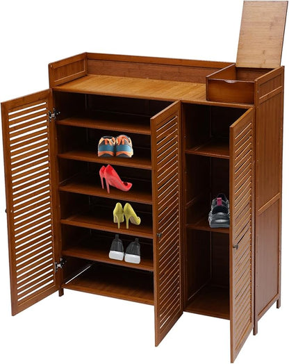 7-Layer Bamboo Shoe Storage Rack, Multi-Functional Freestanding Shoe Rack, Wooden Entrance Shoe Rack, Separate Shoe Rack/Shoe Storage Cabinet/Shoe Rack/Storage Cabinet (Brown)