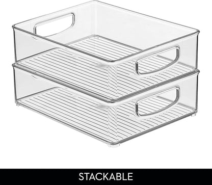 iDesign Stackable Pantry Bin for Kitchen Cabinets, Fridge, or Freezer Storage, Clear, Made in USA
