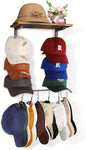 Keebofly Wall Hat Rack with Shelf, Multi-function Baseball Cap Organizer & Holder with 12 Hooks，Displays & Stores 60+ Caps, Multi-Level Wall Mount Hat Organizer Stand for Closet, Entryway, Bedroom