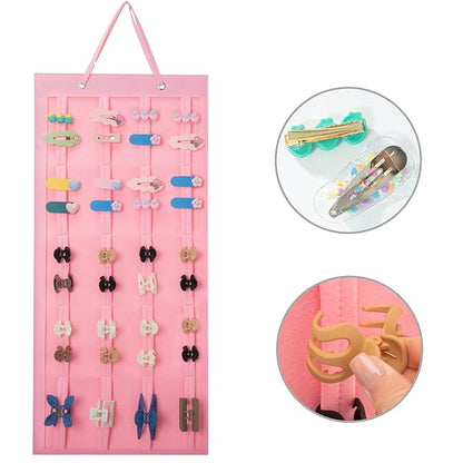 SMUK Hanging Hair Claw Clip Holder Organizer for Women Girls, Large Claw Clip Storage for Wall, Door, Pink Hair Accessories Organizer Display