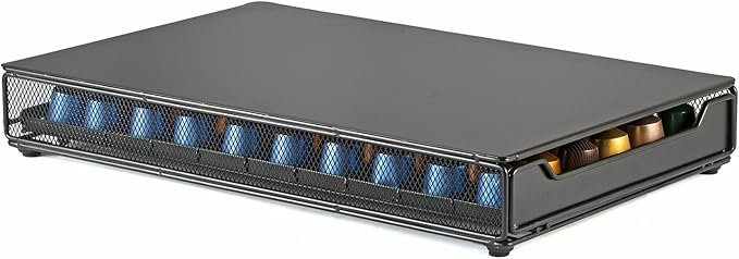 HiveNets Capsule Drawer Coffee Pod Storage Compatible for Nespresso Support Metal Holder 60 Pcs